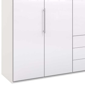 Weißer großer Kleiderschrank Grinzia mit Falttüren – Ansicht 4