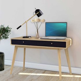 Jugendschreibtisch Charian im Skandi Design in Schwarz und Eichefarben – Ansicht 2