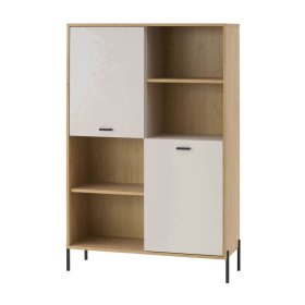 Wohnzimmer Anbauwand Zimena in Eichefarben und Beige (zweiteilig) – Ansicht 4