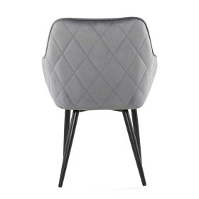 Samt Polsterstuhl Eckomy in Grau im Retro Design – Ansicht 6
