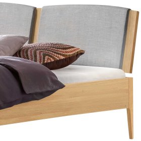 Bett mit Polsterkopfteil Spetro in Grau und Eiche hell – Ansicht 3