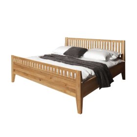 Schlafzimmer Bett Tyvoria aus Wildeiche Massivholz geölt – Ansicht 1