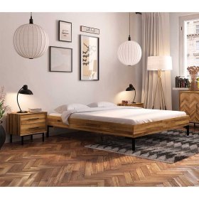 Wildeiche Massivholzbett Yalley im Skandi Design mit Gestell aus Metall – Ansicht 2