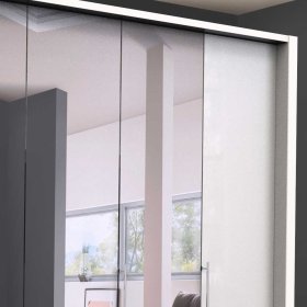 Riesiger Schlafzimmerkleiderschrank Grinzia in Weiß mit Falttüren – Ansicht 5