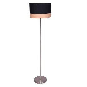 Stehlampe Kasandros in Schwarz und Naturfarben mit Metallfuß – Ansicht 1
