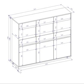 Highboard Vitrine Ikba mit Glastüren 164 cm breit – Ansicht 12