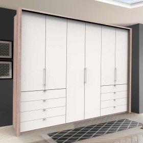 Großer Schlafzimmerschrank Lolyana mit Falttüren und Schubkästen – Ansicht 2