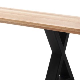 Holzbank Puni aus Zerreiche Massivholz mit X Fußgestell aus Metall – Ansicht 7