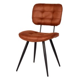 Microfaser Polsterstuhl Set Jiamano in Cognac Braun mit Steppungen (2er Set) – Ansicht 1