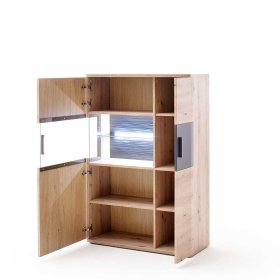 Wohnzimmer Anbauwand Lucisa in Eiche Optik und Anthrazit 310 cm breit (dreiteilig) – Ansicht 5