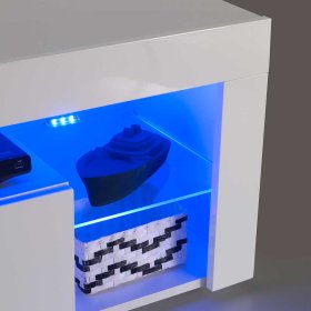Hochglanz TV Board Lucrino in Weiß mit LED Beleuchtung – Ansicht 4