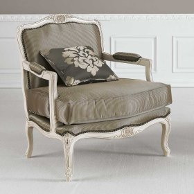 Luxuriöser Sessel Lagoos in Taupe und Holz White Wash – Ansicht 2
