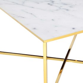 Retro Glasstisch Contraston in Weiß und Goldfarben quadratisch – Ansicht 4