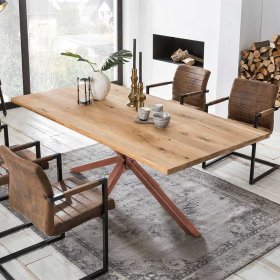 Küchentisch Game aus Wildeiche Massivholz und Eisen in Braun – Ansicht 4