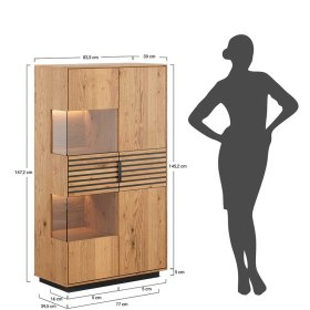 Highboard Deruta mit Glastür und LED Beleuchtung – Ansicht 16