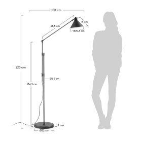 Schwarze Stehlampe Imuraca aus Stahl 220 cm hoch – Ansicht 4