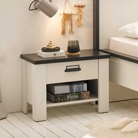 Landhausstil Nachtkonsole Dionada in Pinie Weiß 46 cm hoch – Ansicht 3