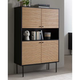 Design Highboard Jacrella in Eichefarben und Schwarz – Ansicht 2