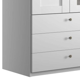 Weisser Drehtürenkleiderschrank Tudana mit Spiegel und drei Schubladen – Ansicht 4