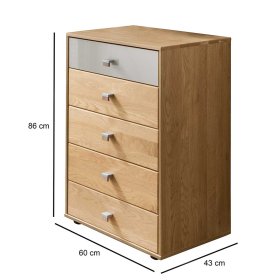 Flur Kommode Veyfas in Beige Glas beschichtet und Eiche teilmassiv – Ansicht 5