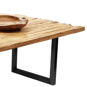 Holztisch Caroli aus Teak Recyclingholz und Stahl im Loft Design – Ansicht 4