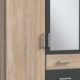 Kleiderschrank mit Schubladen Nurana in Eiche Sägerau und Dunkelgrau – Ansicht 4