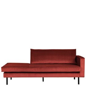 Couch Recamiere Klasvan in Rotbraun Samt im Retrostil – Ansicht 1