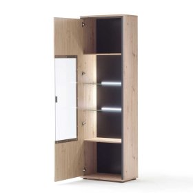 Standvitrine Geronda in Anthrazit und Eiche Optik 210 cm hoch – Ansicht 3