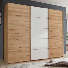 Schlafzimmerkleiderschrank Durac in Eiche Bianco und Weiß – Ansicht 3