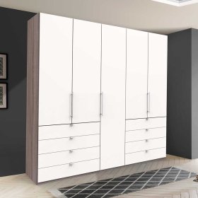 Gleittüren Ankleideschrank Rarian mit acht Schubladen modern – Ansicht 3