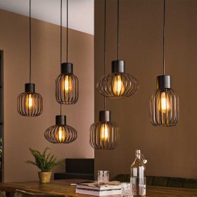 Metall Pendelleuchte Crocinol in Dunkelgrau 145 cm breit – Ansicht 1