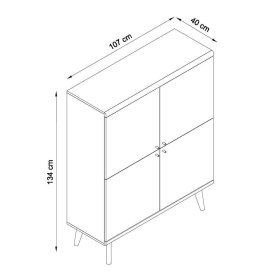 Skandi Design TV Wohnwand Levanca in Weiß und Eichefarben 160 cm hoch (dreiteilig) – Ansicht 14