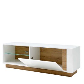 TV Wohnwand Franvos im Skandi Design in Weiß und Wildeiche Optik (vierteilig) – Ansicht 12