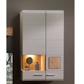 Wandvitrine Accadira in Grau und Eiche Optik mit LED Beleuchtung – Ansicht 2