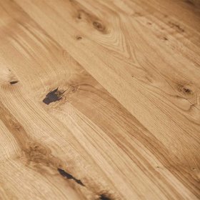 Tisch Cariasca aus Wildeiche Massivholz und Stahl 100 cm tief – Ansicht 4
