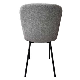Boucle Küchenstuhl Set Lusanne in Hellgrau mit Gestell aus Metall (4er Set) – Ansicht 6