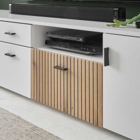 Wohnzimmer Wohnwand Saladd in Wildeichefarben und Weiß (vierteilig) – Ansicht 13
