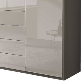 Moderner Kleiderschrank Sanctos Front glasbeschichtet mit fünf Schubladen – Ansicht 3