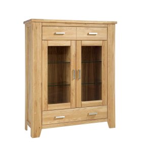 Wohnzimmer Vitrinenschrank Mocorapo aus Wildeiche Massivholz mit Soft Close – Ansicht 1