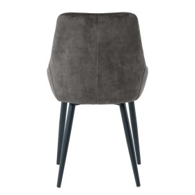 Samt Polsterstühle Calamas in Dunkelgrau und Schwarz mit Metallgestell (2er Set) – Ansicht 5