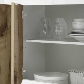 Sideboard Yuelva in Weiß und verwitterter Holz Optik 4 türig – Ansicht 5
