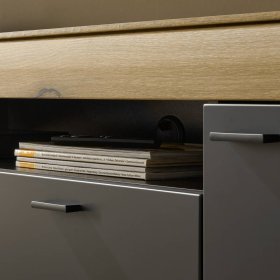 TV Wohnwand Badehma in Eichefarben und Dunkelgrau (dreiteilig) – Ansicht 7