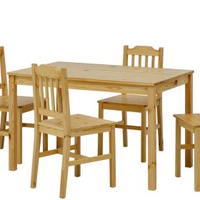 Landhausstil Esszimmer Sitzgruppe Menea aus Kiefer Massivholz lackiert (fünfteilig) – Ansicht 4