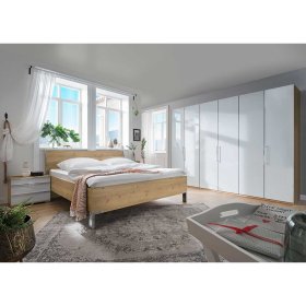 Schlafzimmerset Waluva in Weiß Eiche Bianco 300 cm breiter Schrank (vierteilig) – Ansicht 1
