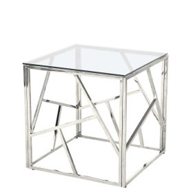 Beistelltisch Sofa Pashaly in Silberfarben aus Edelstahl und Glas – Ansicht 1