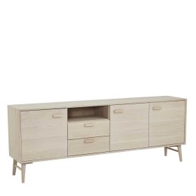 Sideboard Vilrada mit einem offenen Fach und Holzgriffen – Ansicht 1