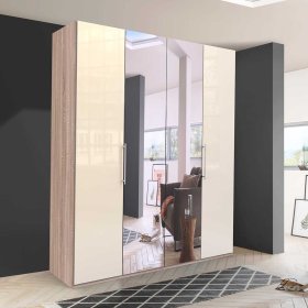 Luxus Schlafzimmerschrank Codumenta in Cremefarben und Eiche Sägerau – Ansicht 3