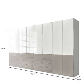 Schlafzimmerkleiderschrank Latina mit acht Schubladen Front glasbeschichtet – Ansicht 11