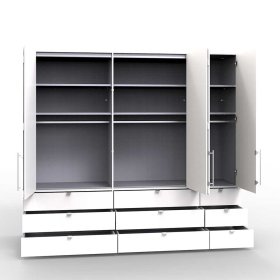 3 türiger Kleiderschrank Yunidra mit neun Schubladen modern – Ansicht 6