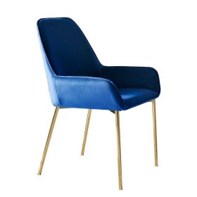 Samt Küchenstühle Garzevas in Blau im Retro Design (2er Set) – Ansicht 4